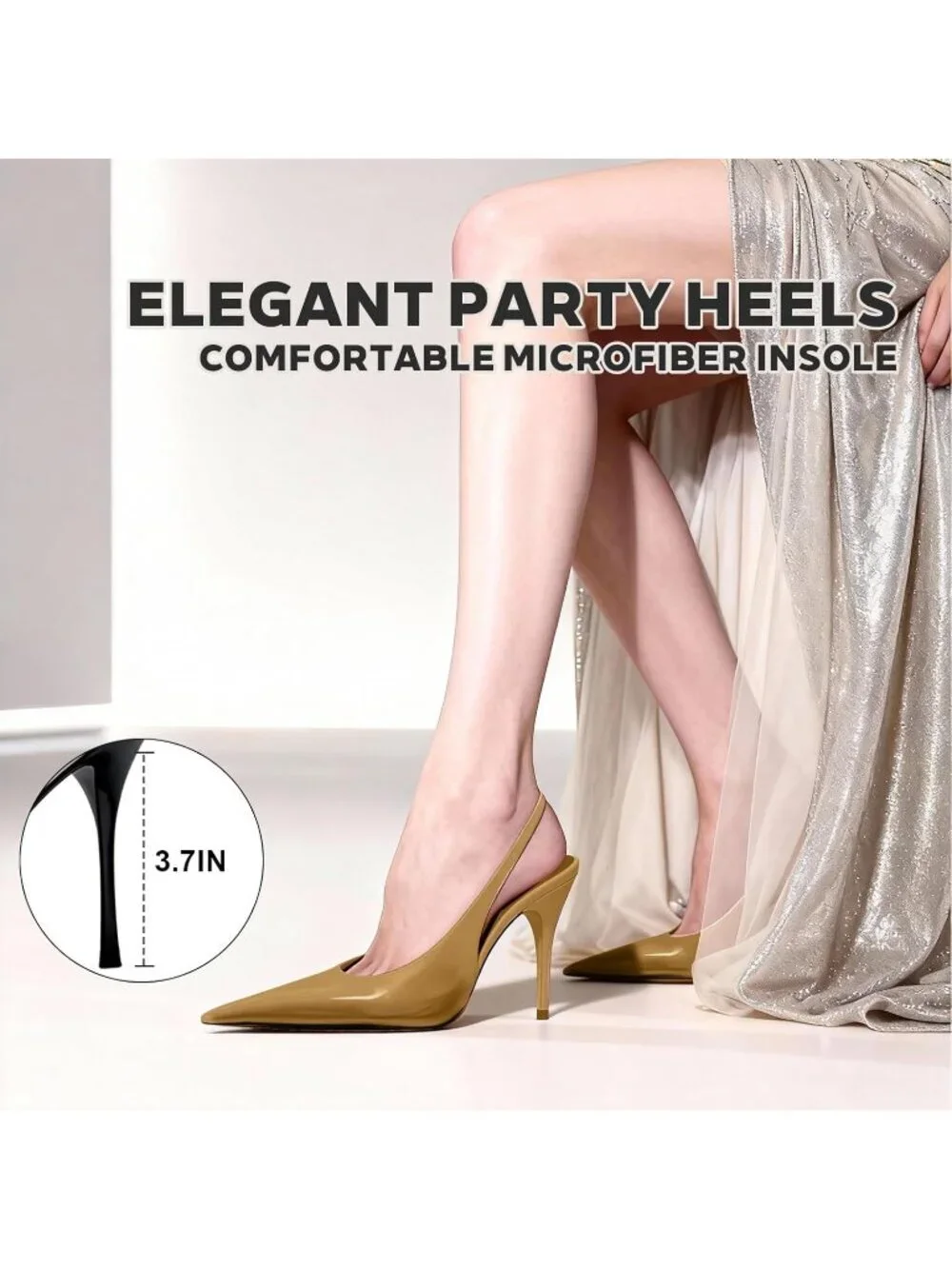 Women’s Coffee Pointed Toe Slingback Pumps Patent Leather Stiletto Heel Shoes
